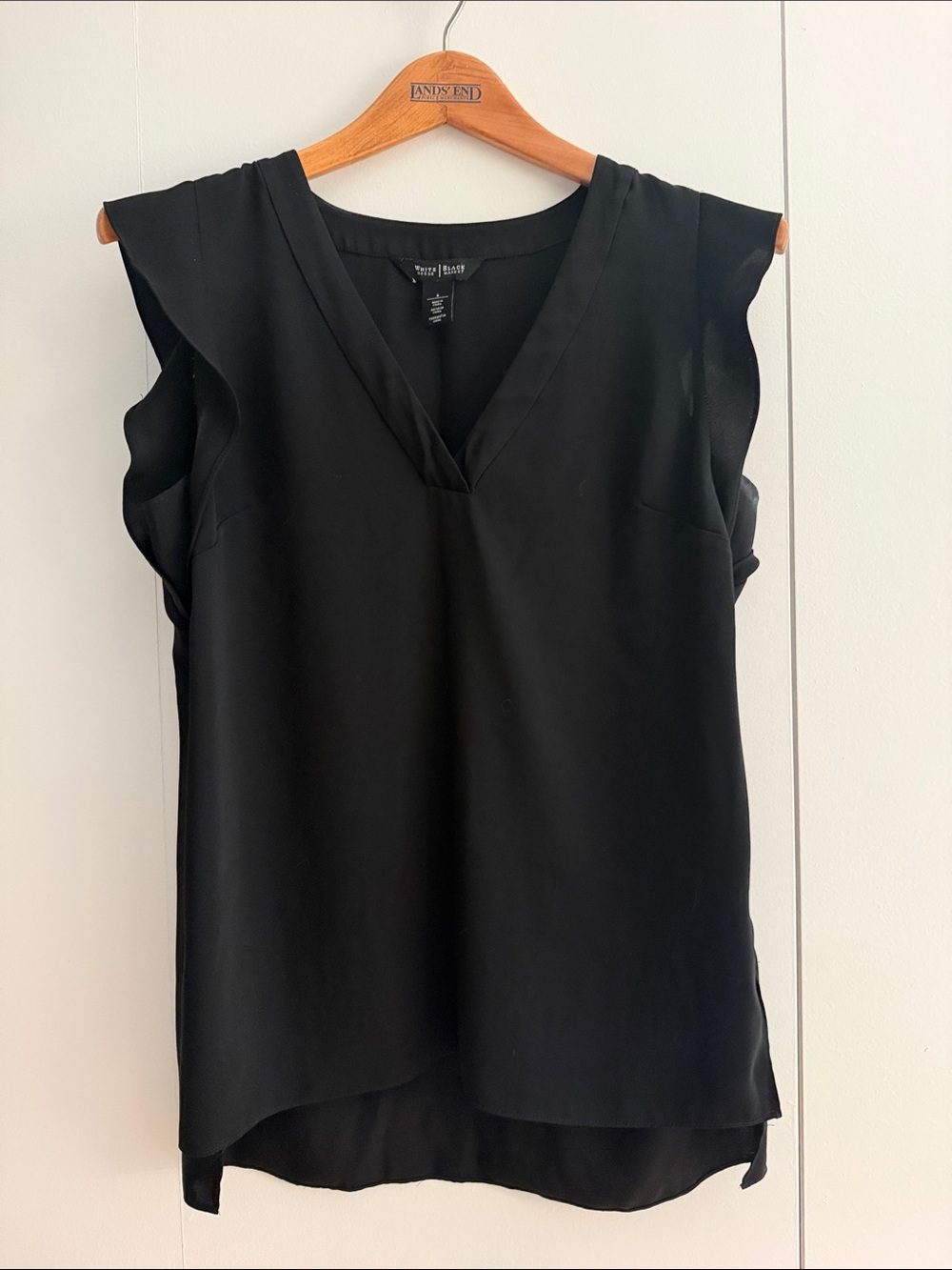 White House Black Market Black V-Neck Flutter Sleeve Camisole